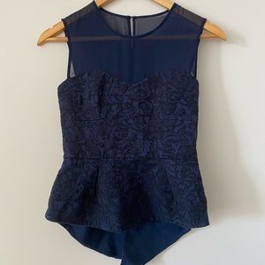 BCBGMaxazria Navy Lacey Pattern top